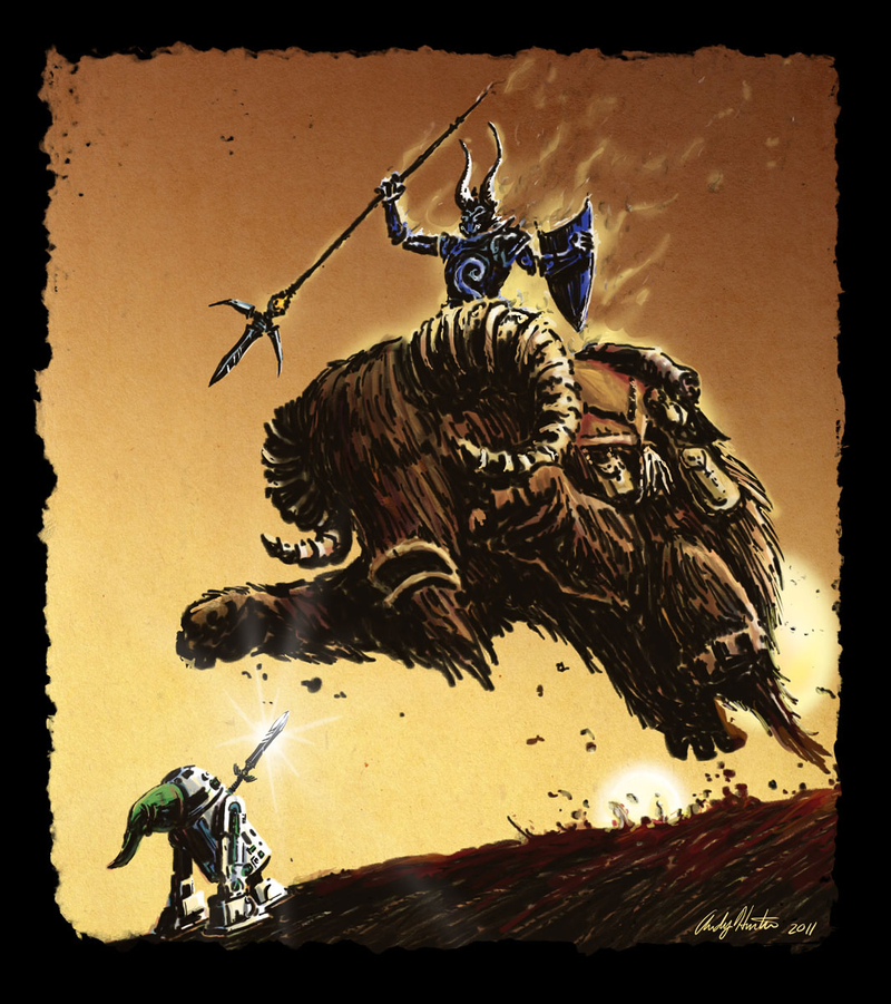 Illustration for article titled R2-D2 Thinks He's Link, Battles Ganon On a...Bantha? What the Hell?